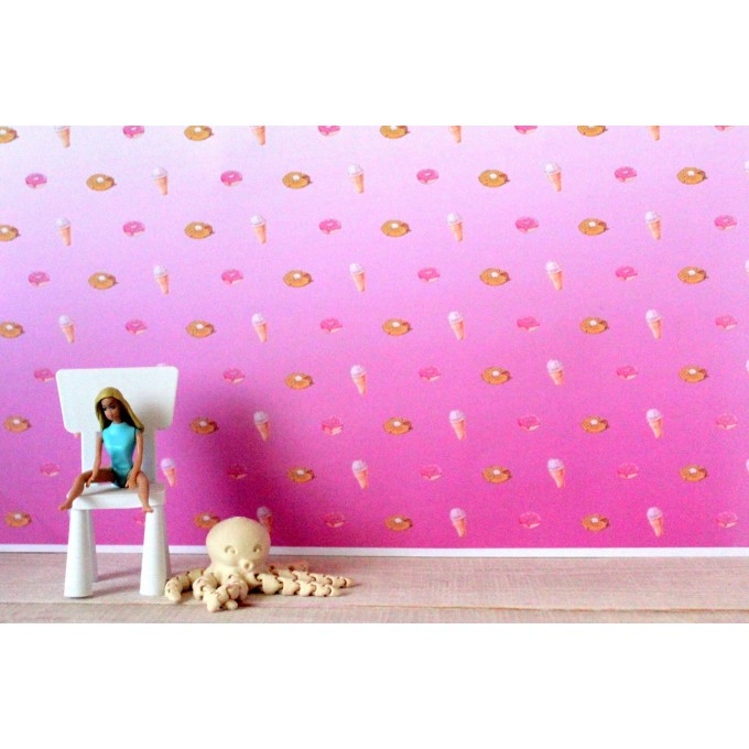 FREE PRINTABLE dollhouse wallpaper donut nursery 