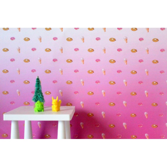 FREE PRINTABLE dollhouse wallpaper donut nursery 