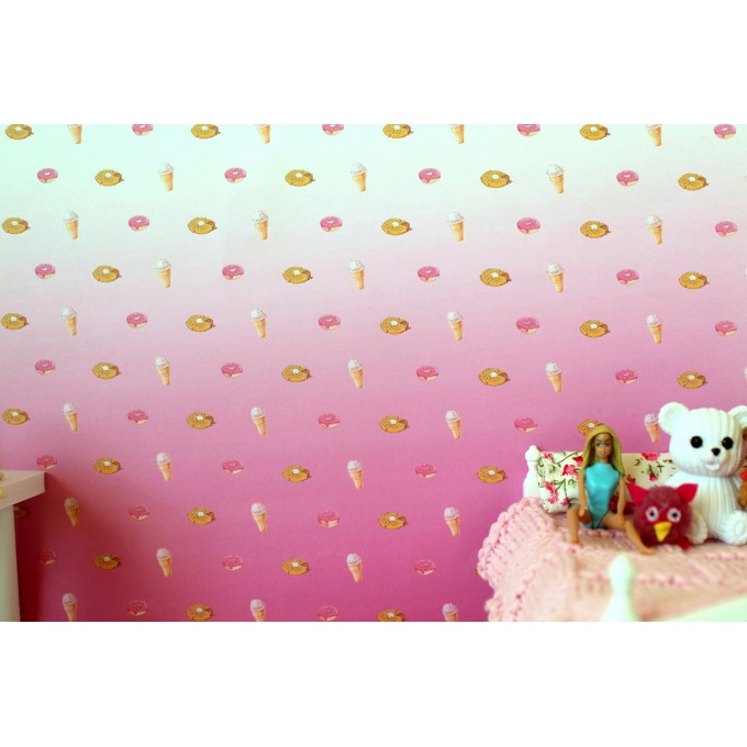 FREE PRINTABLE dollhouse wallpaper donut nursery 