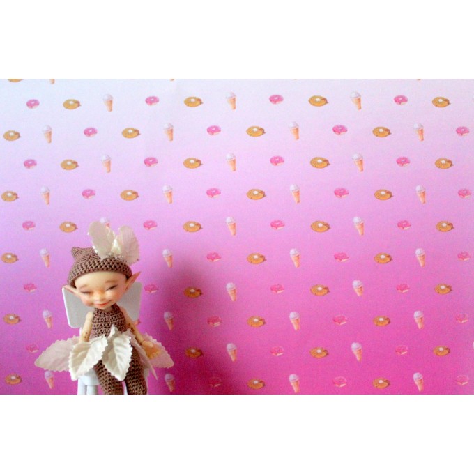 FREE PRINTABLE dollhouse wallpaper donut nursery 