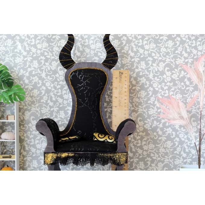 Miniature devil chair 1:4 scale. Wooden dollhouse furniture 