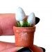 Miniature potted mushrooms with grass. Tiny dollhouse