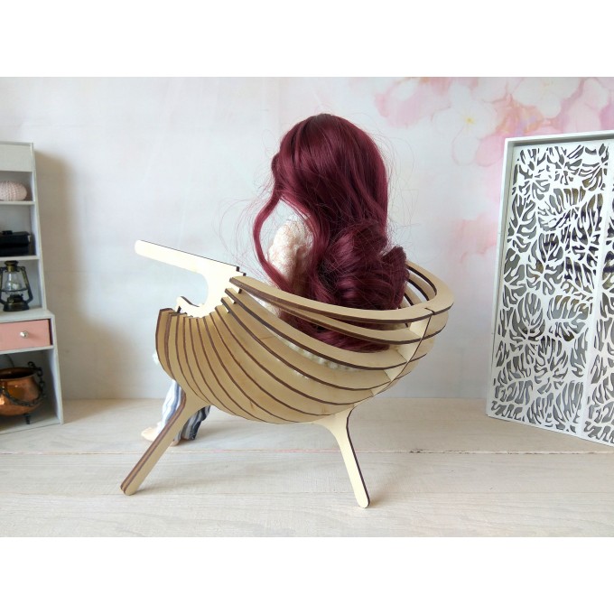 Miniature chair, 1/3 scale modern dollhouse shell armchair 