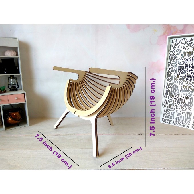 Miniature chair, 1/3 scale modern dollhouse shell armchair 