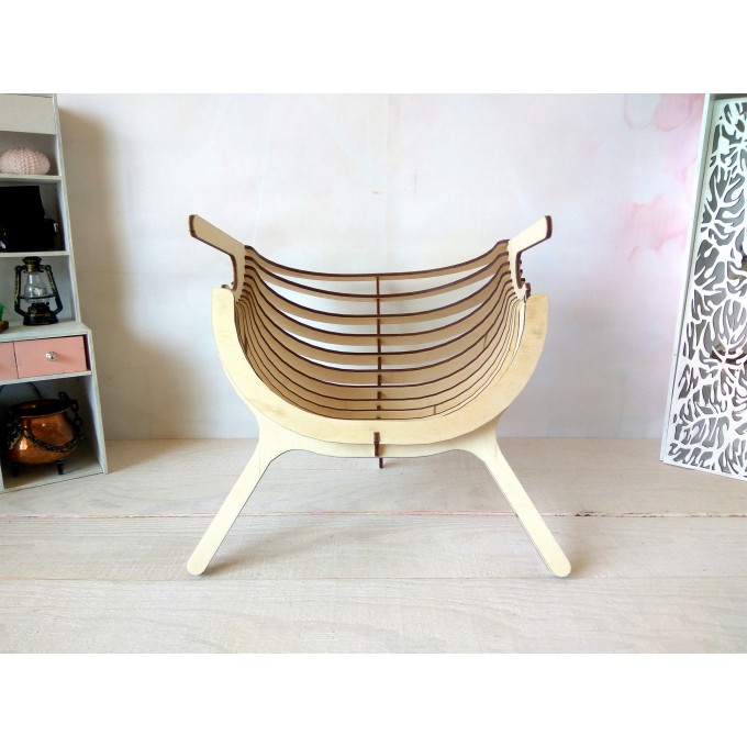 Miniature chair, 1/3 scale modern dollhouse shell armchair 