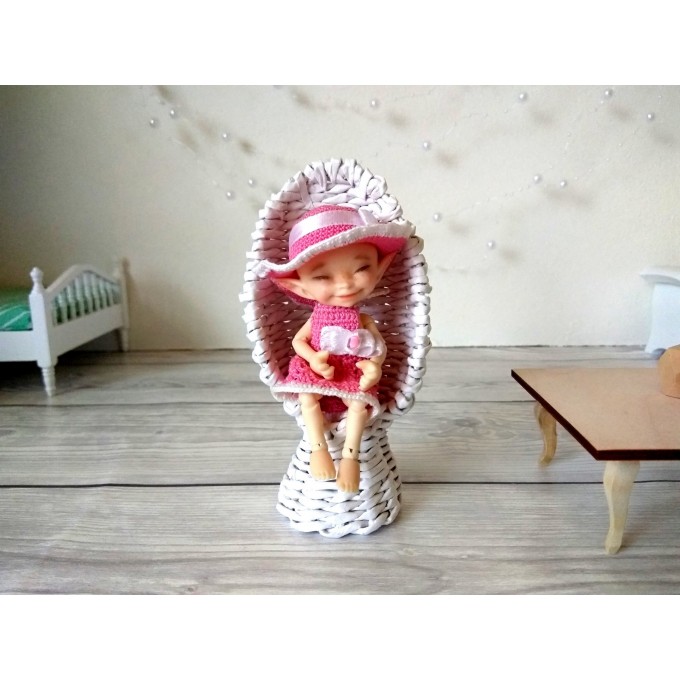 1/12 peacock chair, wicker miniature furniture bjd