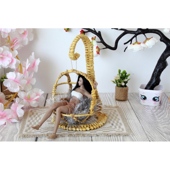 1/12 scale hanging chair, boho dollhouse furniture