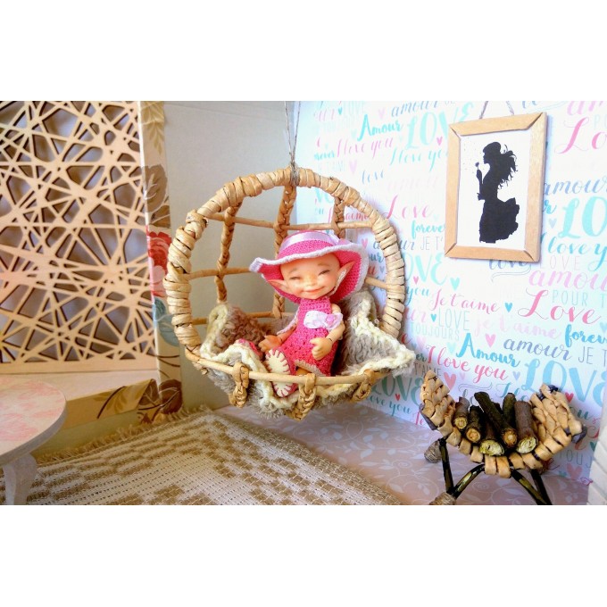 1/12 scale hanging chair, boho dollhouse furniture