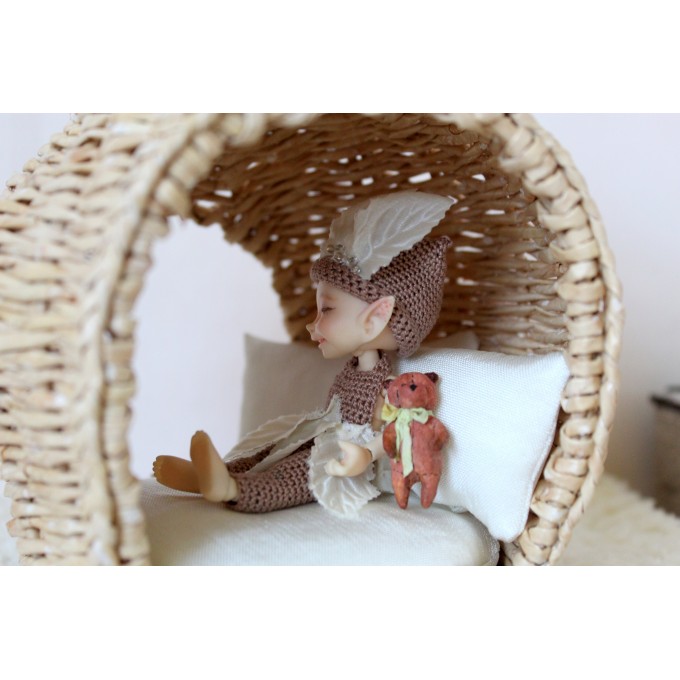 Miniature dollhouse furniture 1:12 scale. Fairy wicker 