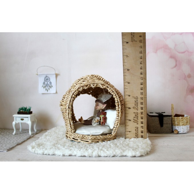 Miniature dollhouse furniture 1:12 scale. Fairy wicker 