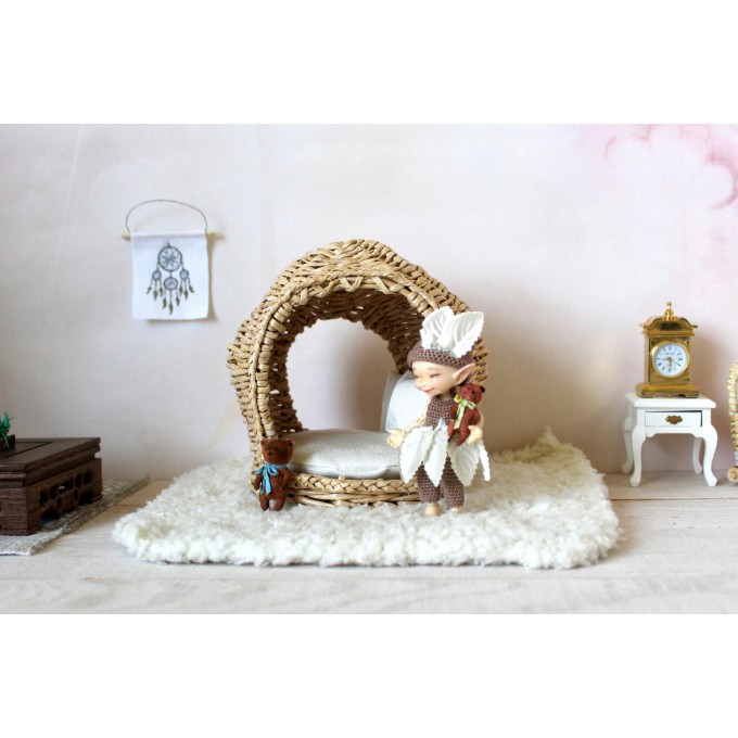 Miniature dollhouse furniture 1:12 scale. Fairy wicker 