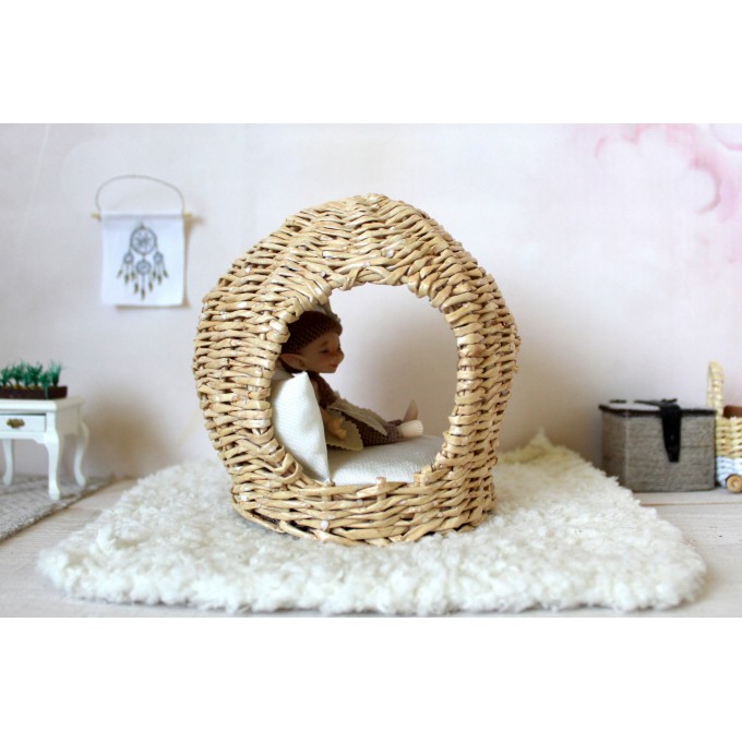 Miniature dollhouse furniture 1:12 scale. Fairy wicker 