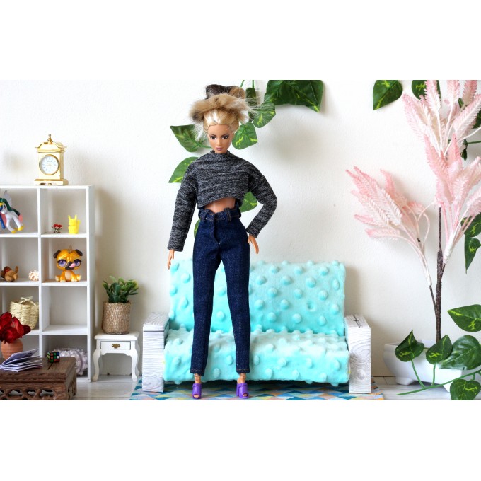 Gray sweater with jeans for BJD dolls 1:6 scale regular 