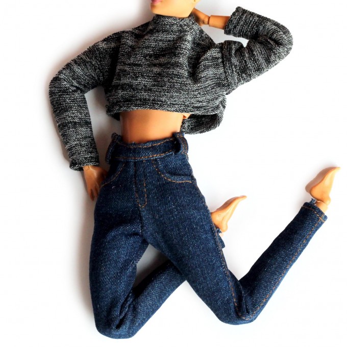 Gray sweater with jeans for BJD dolls 1:6 scale regular 