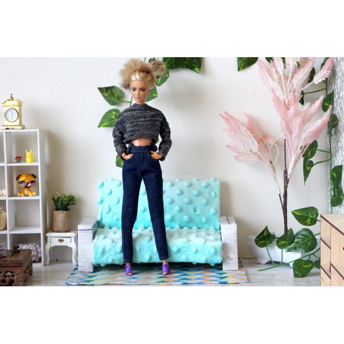 Gray sweater with jeans for BJD dolls 1:6 scale regular 