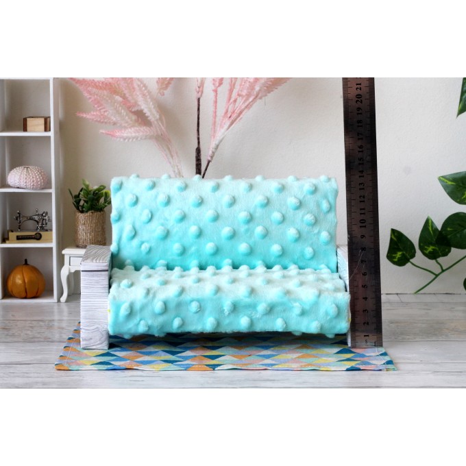 Miniature minky sofa, 1:6 scale dollhouse furniture BJD doll