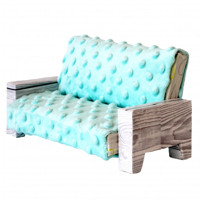Miniature minky sofa, 1:6 scale dollhouse furniture BJD doll