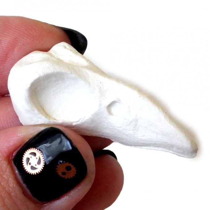 Miniature bird skull, raven crow blackbird gothic decor