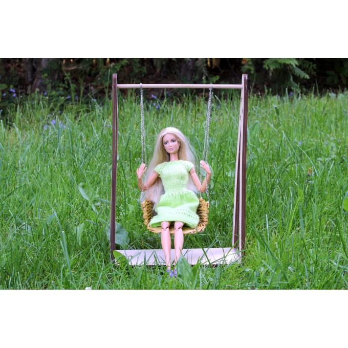 Miniature dollhouse swing 12-inch BJD doll hanging chair 