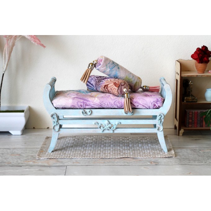 Miniature antique backless sofa, Victorian chaise lounge