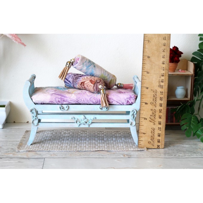 Miniature antique backless sofa, Victorian chaise lounge