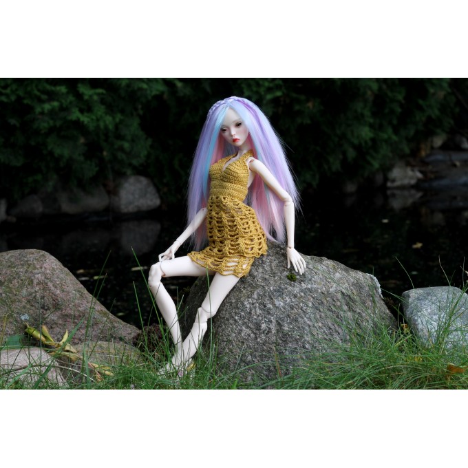 Popovy sisters doll dress, crochet outfit for 1:4 scale BJD dolls