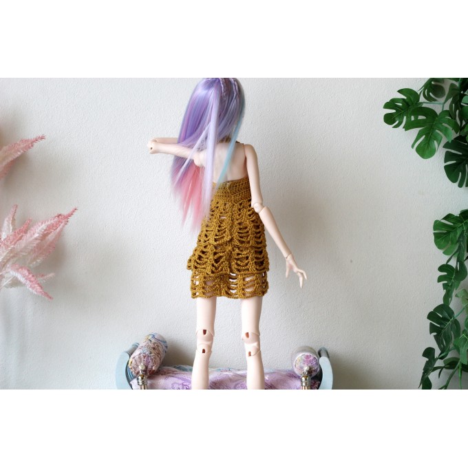 Popovy sisters doll dress, crochet outfit for 1:4 scale BJD dolls
