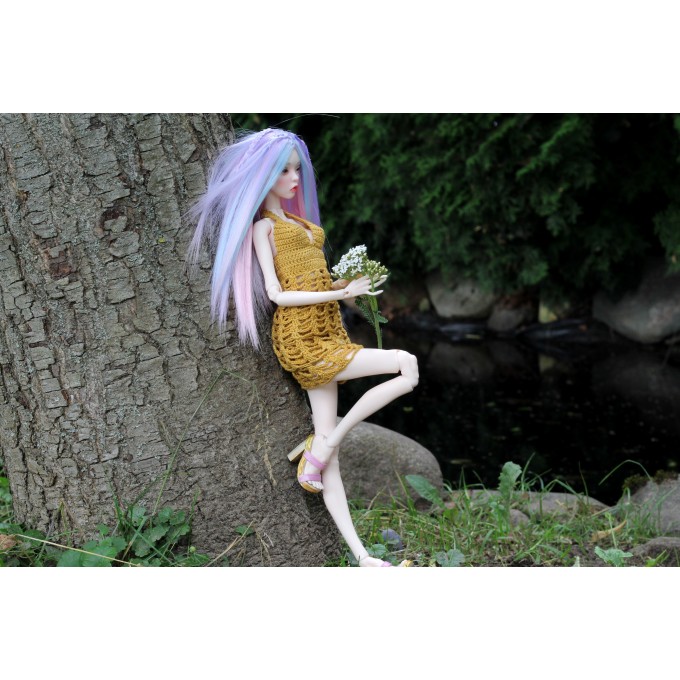 Popovy sisters doll dress, crochet outfit for 1:4 scale BJD dolls