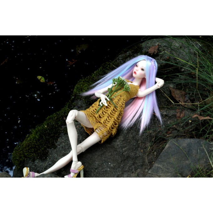 Popovy sisters doll dress, crochet outfit for 1:4 scale BJD dolls