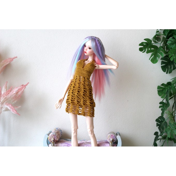 Popovy sisters doll dress, crochet outfit for 1:4 scale BJD dolls