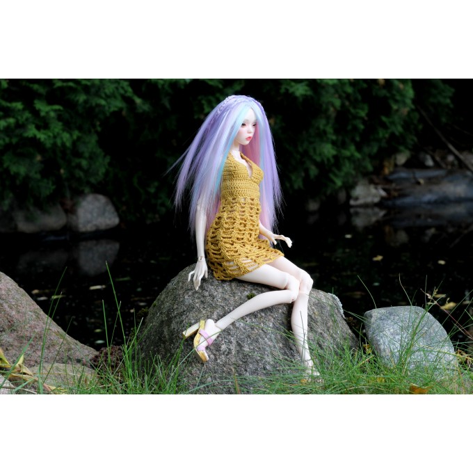 Popovy sisters doll dress, crochet outfit for 1:4 scale BJD dolls