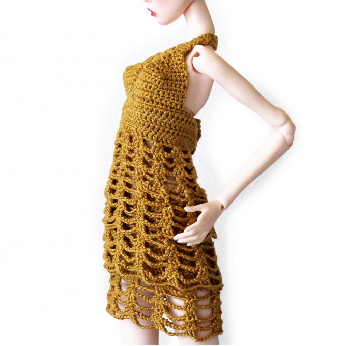 Popovy sisters doll dress, crochet outfit for 1:4 scale BJD dolls