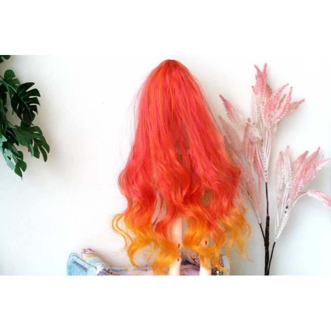 Popovy sisters doll wig curl extra long ginger carrot orange