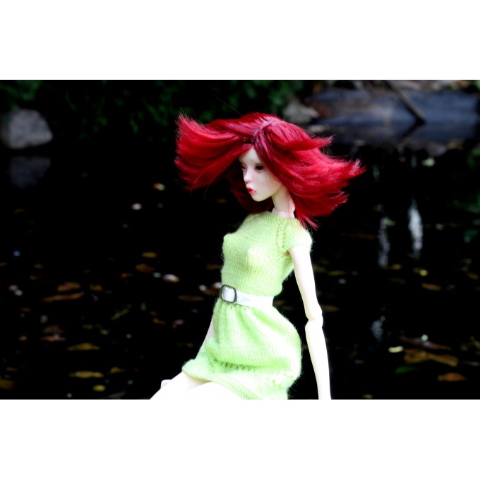 Popovy sisters doll wig, dark red short hair for 1:4 scale BJD