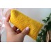 Miniature knitted beanbag dollhouse furniture, bright yellow