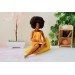 Miniature knitted beanbag dollhouse furniture, bright yellow