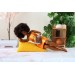 Miniature knitted beanbag dollhouse furniture, bright yellow