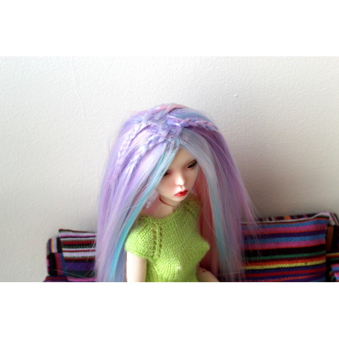 Popovy sisters doll wig unicorn, long straight hair for 1:4