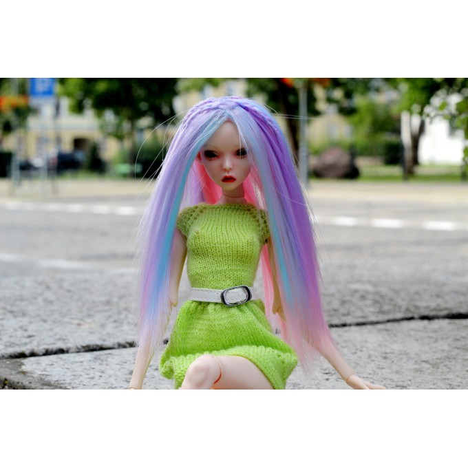 Popovy sisters doll wig unicorn, long straight hair for 1:4