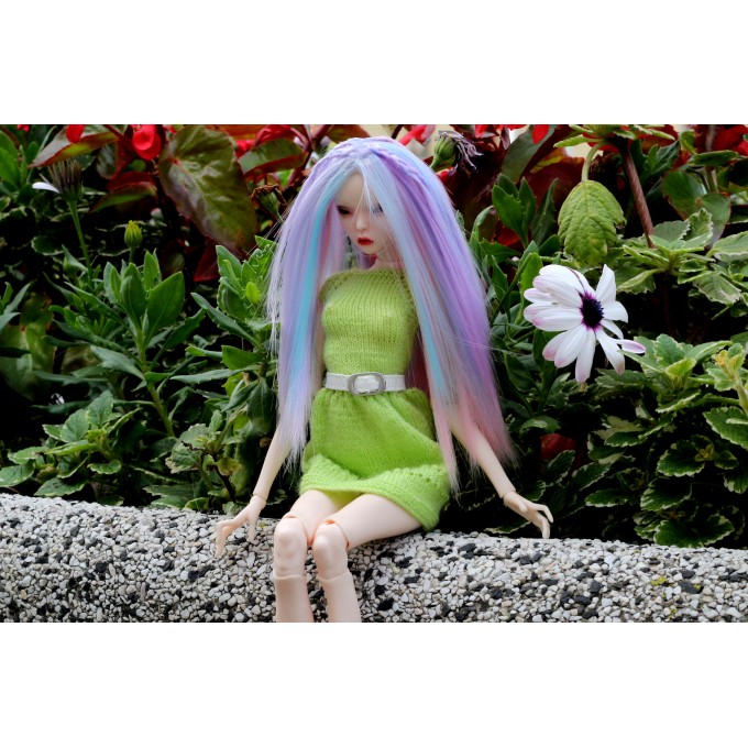 Popovy sisters doll wig unicorn, long straight hair for 1:4