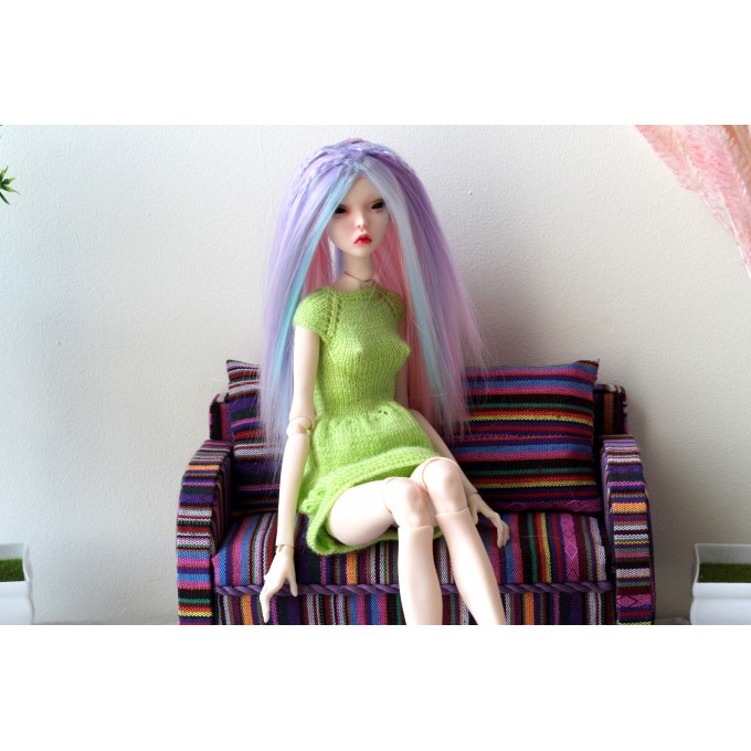 Popovy sisters doll wig unicorn, long straight hair for 1:4