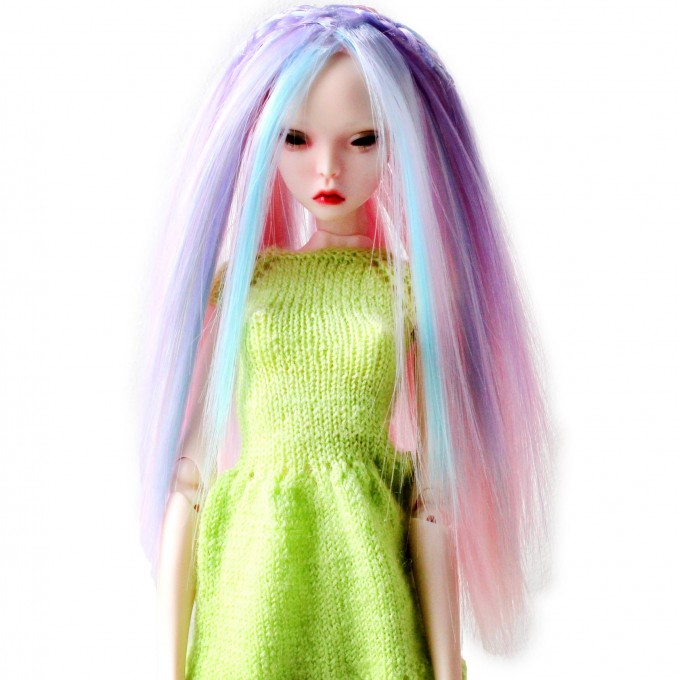 Popovy sisters doll wig unicorn, long straight hair for 1:4