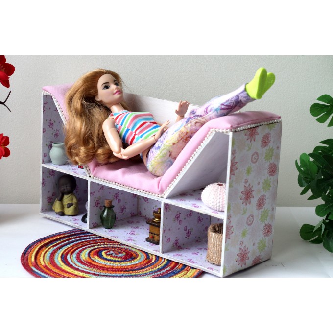 Bookcase chair 2 in 1 miniature dollhouse furniture