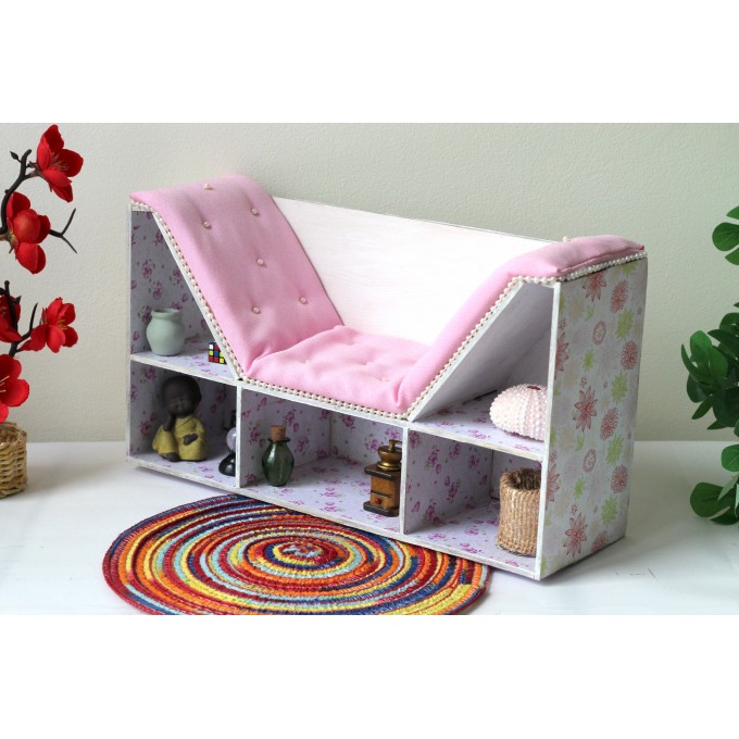 Bookcase chair 2 in 1 miniature dollhouse furniture