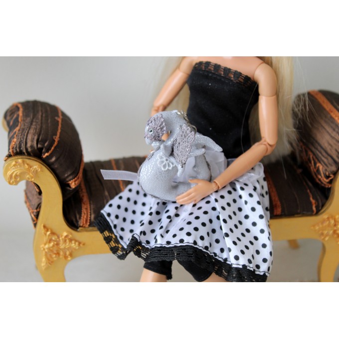 Miniature silver dragon, dollhouse accessory BJD doll 