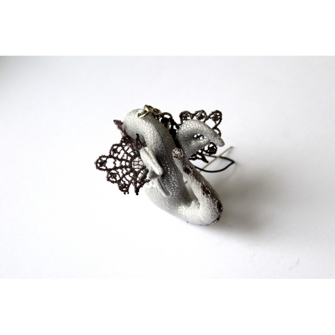 Miniature silver dragon, dollhouse accessory BJD doll 
