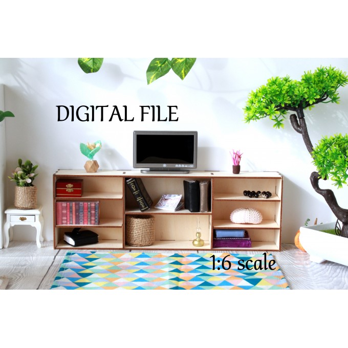 Miniature dollhouse bookcase drawer digital file, BJD