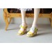 Minifee shoes high heel yellow leather sandals with flowers.