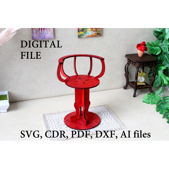 Minifee doll chair digital file, 1:4 scale miniature furniture