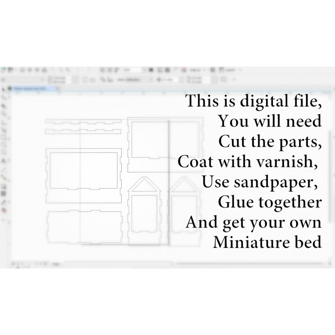 Miniature frame bed digital file, 1:12 scale doll
